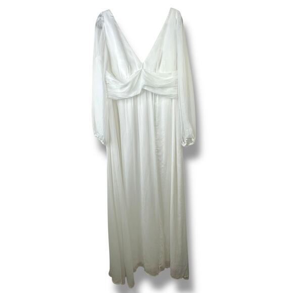 Lulus Bridal NWOT Enchant My Love White V-Neck Sheer Long Sleeve Maxi Dress XXL - Picture 3 of 12